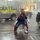 Young ‘un Brandon Sampson (Andrew Horton) strikes a superhero pose in Jupiter’s Legacy.